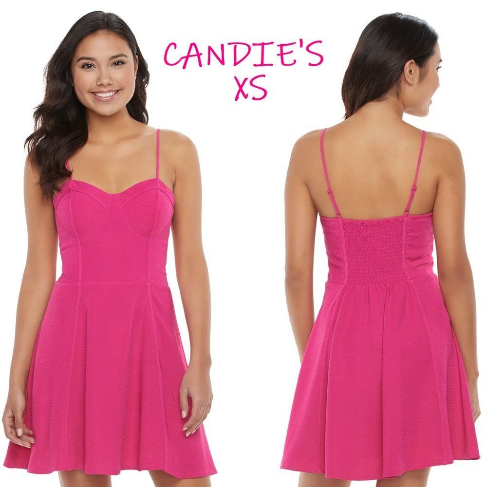 Candie's HOT PINK Sweetheart Skater Dress - XS